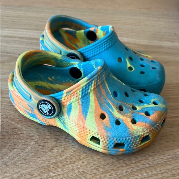 CROCS Other - CROCS Kids water clog Shoes in Blue yellow and Orange